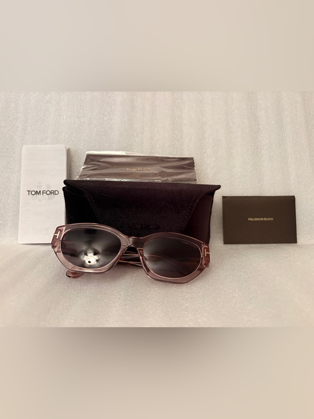 Tom Ford Penny TF1086 72E Pink Crystal Oversized Sunglasses NWOT Full Set Italy
